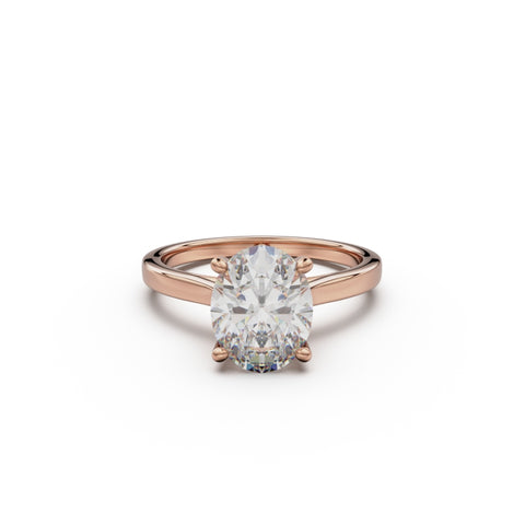 18k Rose Gold Cross Over Four-Prong Solitaire Engagement Ring