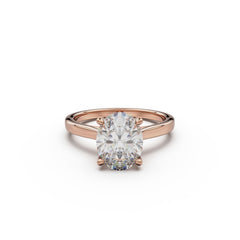 18k Rose Gold Cross Over Four-Prong Solitaire Engagement Ring