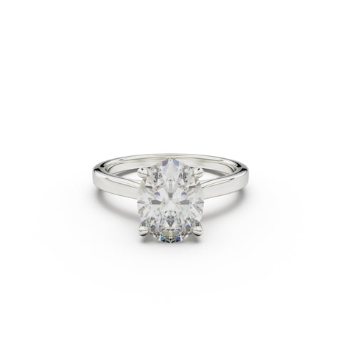 18k White Gold Cross Over Four-Prong Solitaire Engagement Ring