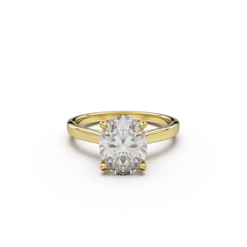 18k Yellow Gold Cross Over Four-Prong Solitaire Engagement Ring - Circle of Diamond