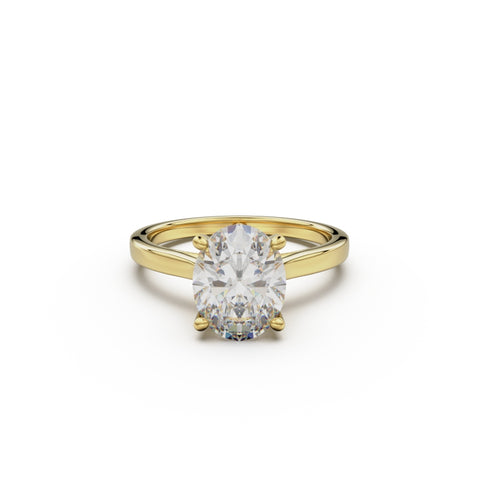 18k Yellow Gold Cross Over Four-Prong Solitaire Engagement Ring