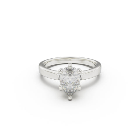 18K White Gold Petite Cathedral Solitaire Engagement Ring