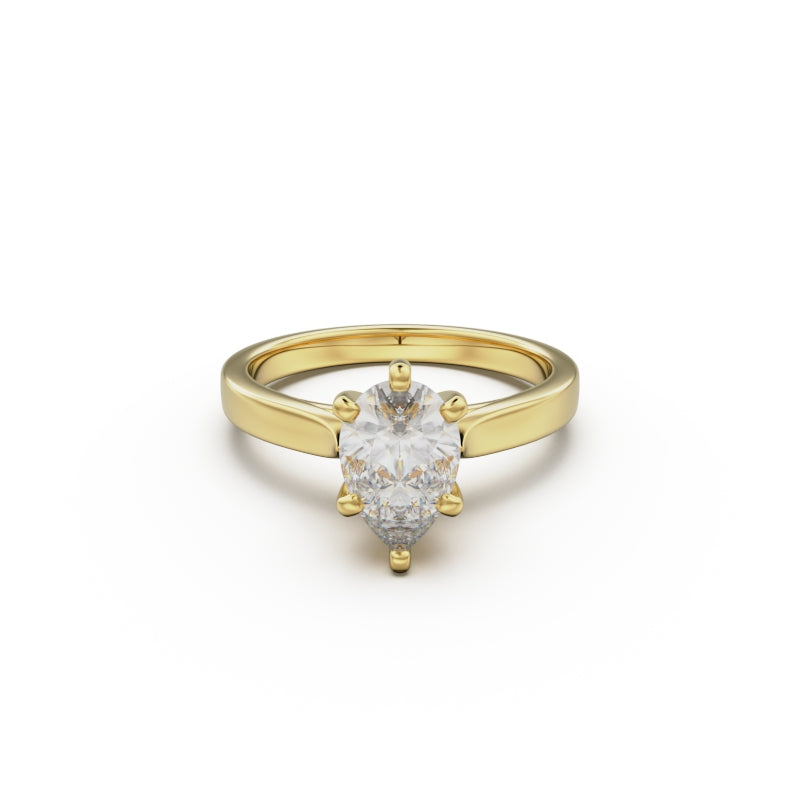 18K Yellow Gold Petite Cathedral Solitaire Engagement Ring - Circle of Diamond