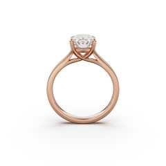 18k Rose Gold Cross Over Four-Prong Solitaire Engagement Ring