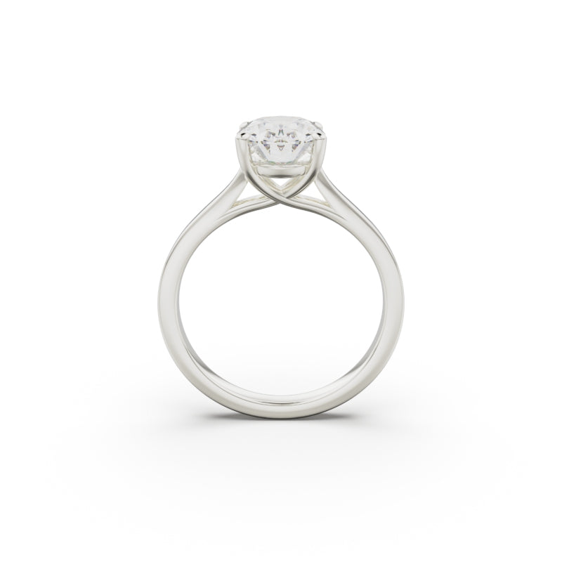 18k White Gold Cross Over Four-Prong Solitaire Engagement Ring - Circle of Diamond