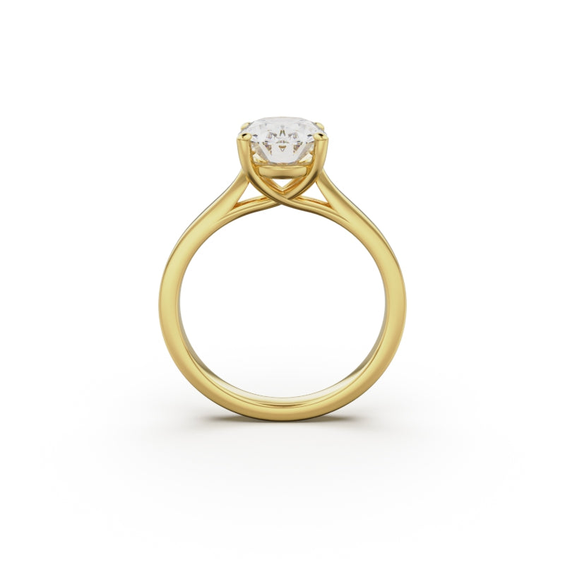 18k Yellow Gold Cross Over Four-Prong Solitaire Engagement Ring - Circle of Diamond