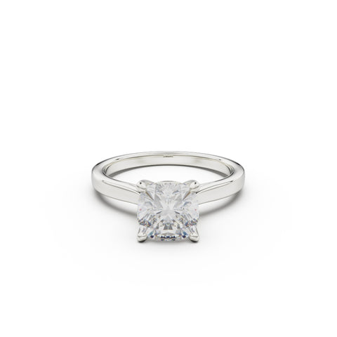 18k White Gold Cross Over Four-Prong Solitaire Engagement Ring