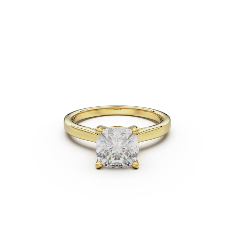 18k Yellow Gold Cross Over Four-Prong Solitaire Engagement Ring - Circle of Diamond