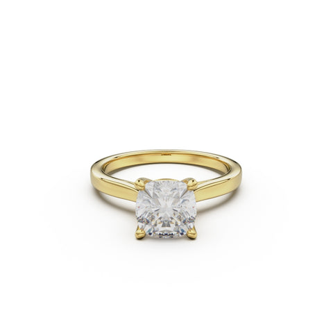 18k Yellow Gold Cross Over Four-Prong Solitaire Engagement Ring