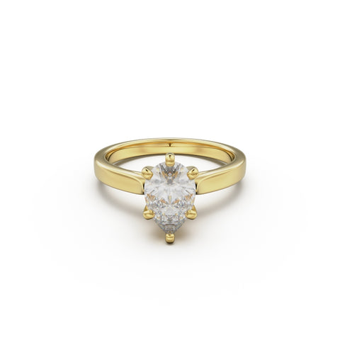 18K Yellow Gold Petite Cathedral Solitaire Engagement Ring