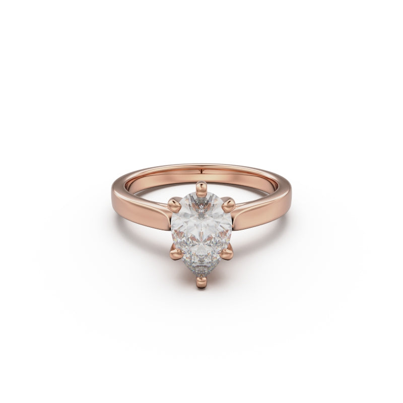 18K Rose Gold Petite Cathedral Solitaire Engagement Ring - Circle of Diamond