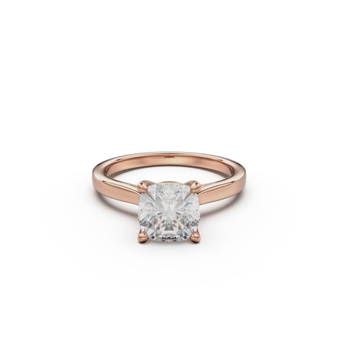 18k Rose Gold Cross Over Four-Prong Solitaire Engagement Ring