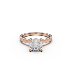 18k Rose Gold Cross Over Four-Prong Solitaire Engagement Ring