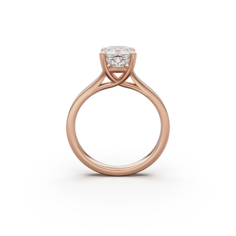 18k Rose Gold Cross Over Four-Prong Solitaire Engagement Ring