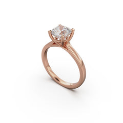 18k Rose Gold Cross Over Four-Prong Solitaire Engagement Ring