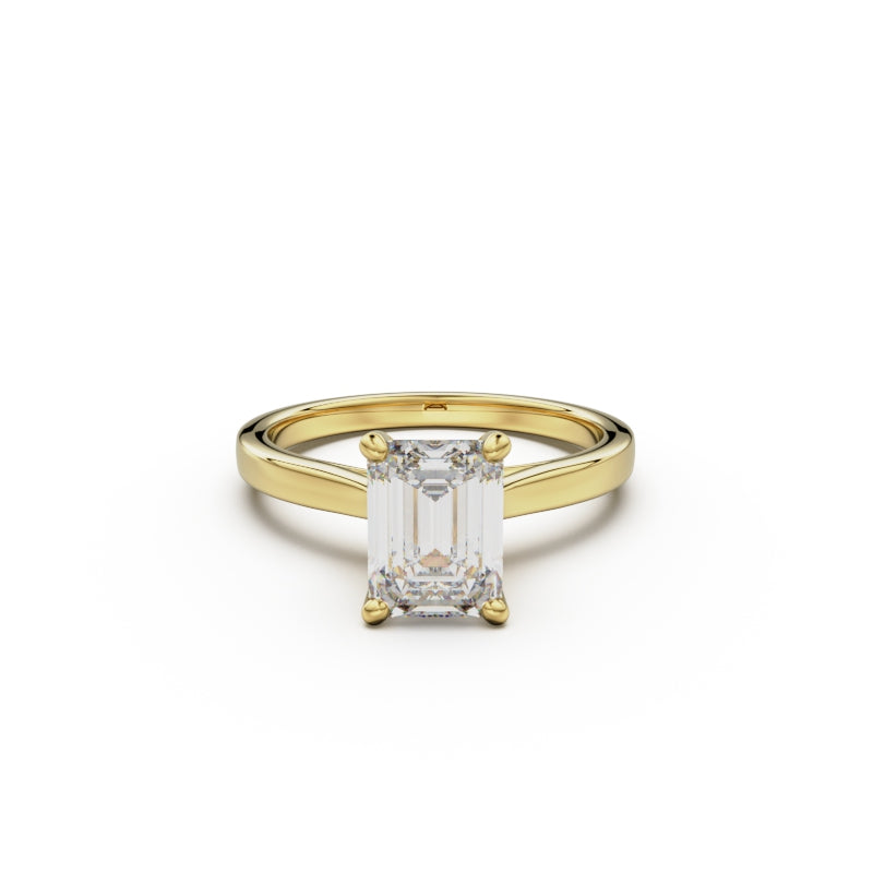 18k Yellow Gold Cross Over Four-Prong Solitaire Engagement Ring - Circle of Diamond