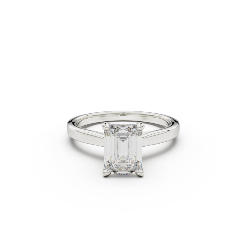 18k White Gold Cross Over Four-Prong Solitaire Engagement Ring - Circle of Diamond
