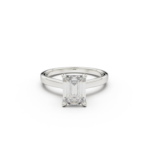 18k White Gold Cross Over Four-Prong Solitaire Engagement Ring