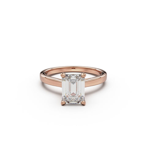 18k Rose Gold Cross Over Four-Prong Solitaire Engagement Ring