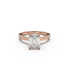 18k Rose Gold Cross Over Four-Prong Solitaire Engagement Ring