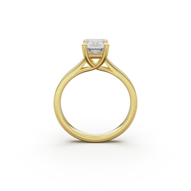 18k Yellow Gold Cross Over Four-Prong Solitaire Engagement Ring - Circle of Diamond