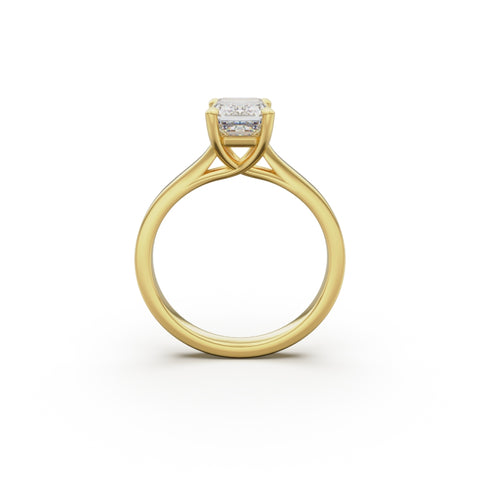 18k Yellow Gold Cross Over Four-Prong Solitaire Engagement Ring