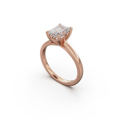 18k Rose Gold Cross Over Four-Prong Solitaire Engagement Ring