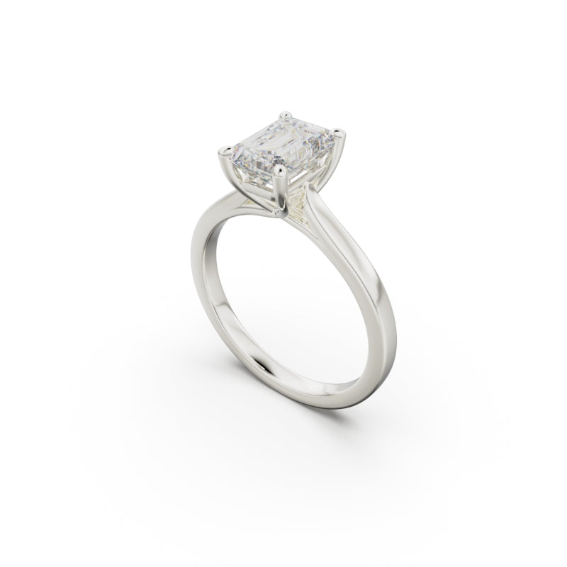 18k White Gold Cross Over Four-Prong Solitaire Engagement Ring - Circle of Diamond