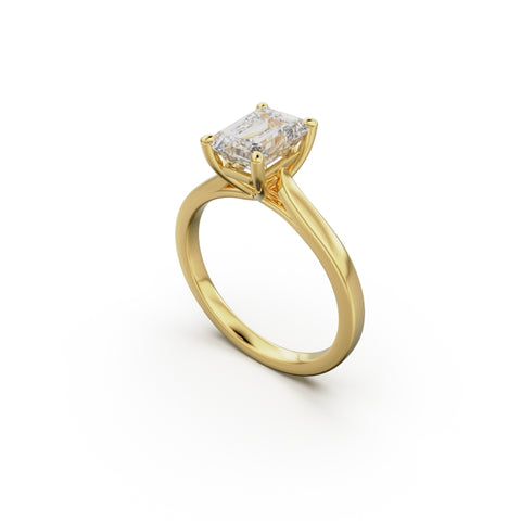 18k Yellow Gold Cross Over Four-Prong Solitaire Engagement Ring