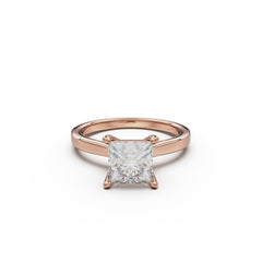 18k Rose Gold Cross Over Four-Prong Solitaire Engagement Ring