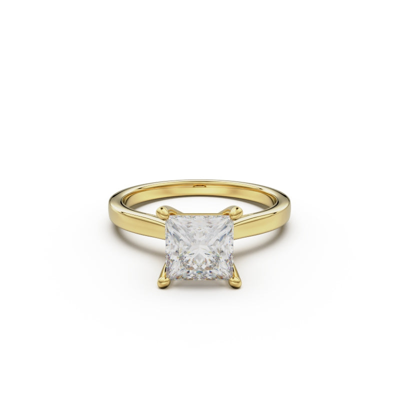 18k Yellow Gold Cross Over Four-Prong Solitaire Engagement Ring - Circle of Diamond