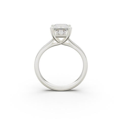 18k White Gold Cross Over Four-Prong Solitaire Engagement Ring