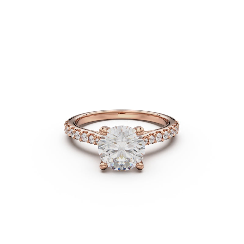 18K Rose Gold Pavé Cross Over Engagement Ring - Circle of Diamond