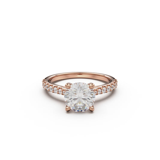 18K Rose Gold Pavé Cross Over Engagement Ring