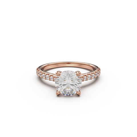 18K Rose Gold Pavé Cross Over Engagement Ring