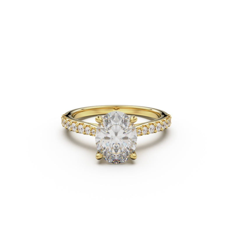 18K Yellow Gold Pavé Cross Over Engagement Ring - Circle of Diamond