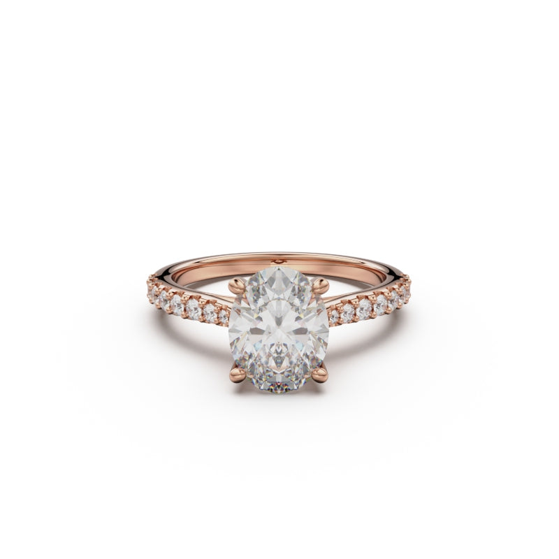 18K Rose Gold Pavé Cross Over Engagement Ring - Circle of Diamond
