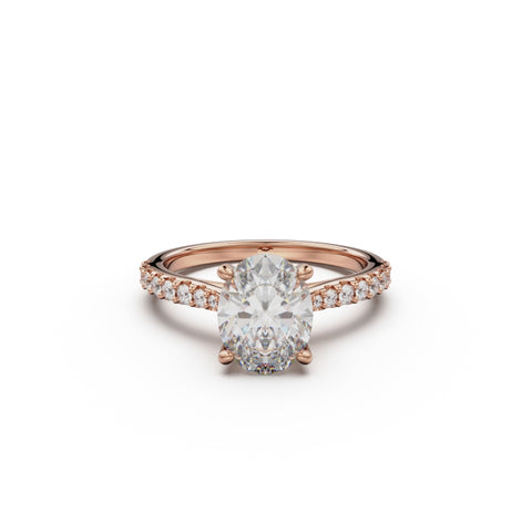 18K Rose Gold Pavé Cross Over Engagement Ring