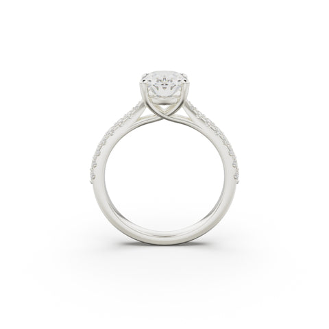 18K White Gold Pavé Cross Over Engagement Ring