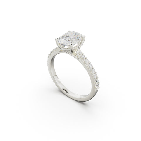 18K White Gold Pavé Cross Over Engagement Ring