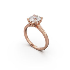 18k Rose Gold Cross Over Four-Prong Solitaire Engagement Ring