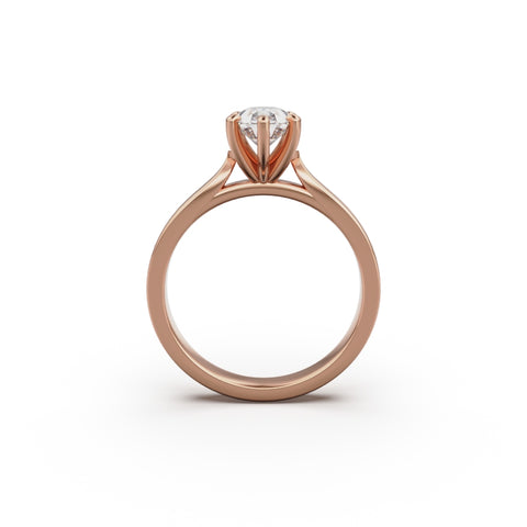 18K Rose Gold Petite Cathedral Solitaire Engagement Ring