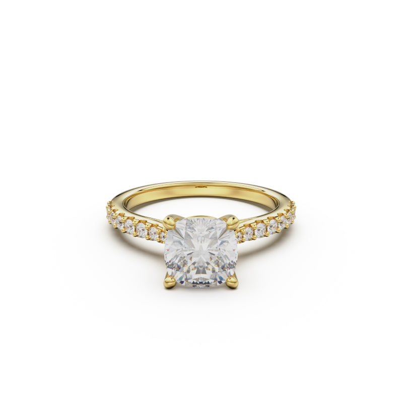 18K Yellow Gold Pavé Cross Over Engagement Ring - Circle of Diamond