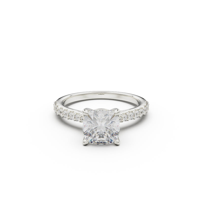 18K White Gold Pavé Cross Over Engagement Ring - Circle of Diamond