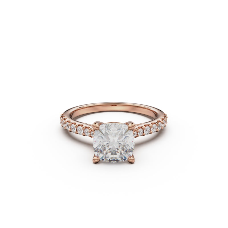 18K Rose Gold Pavé Cross Over Engagement Ring - Circle of Diamond