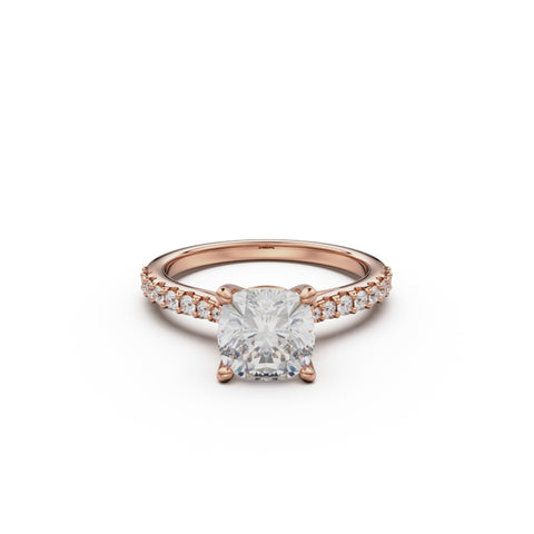 18K Rose Gold Pavé Cross Over Engagement Ring