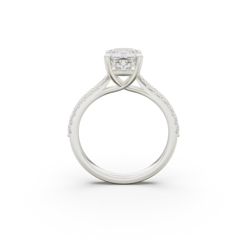 18K White Gold Pavé Cross Over Engagement Ring - Circle of Diamond