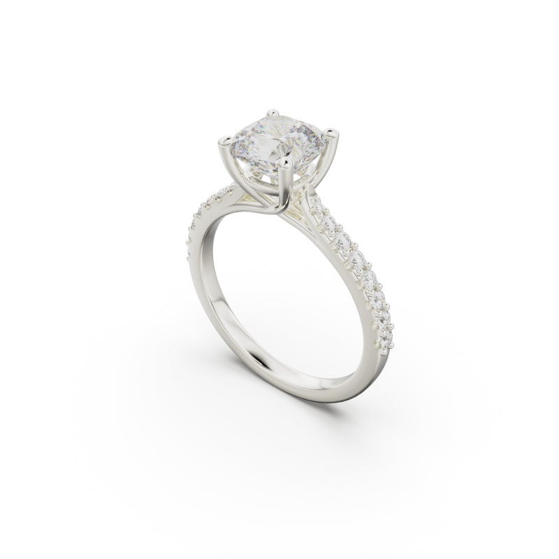 18K White Gold Pavé Cross Over Engagement Ring - Circle of Diamond