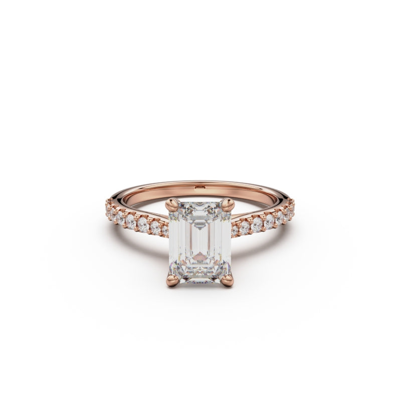 18K Rose Gold Pavé Cross Over Engagement Ring - Circle of Diamond