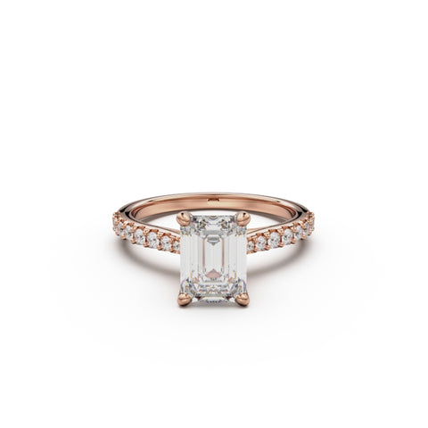 18K Rose Gold Pavé Cross Over Engagement Ring